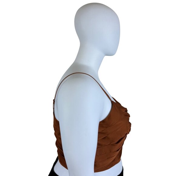 Express Womens Burnt Orange Polyester Ruched Front Cami Top Adjustable Straps XL - Picture 3 of 6